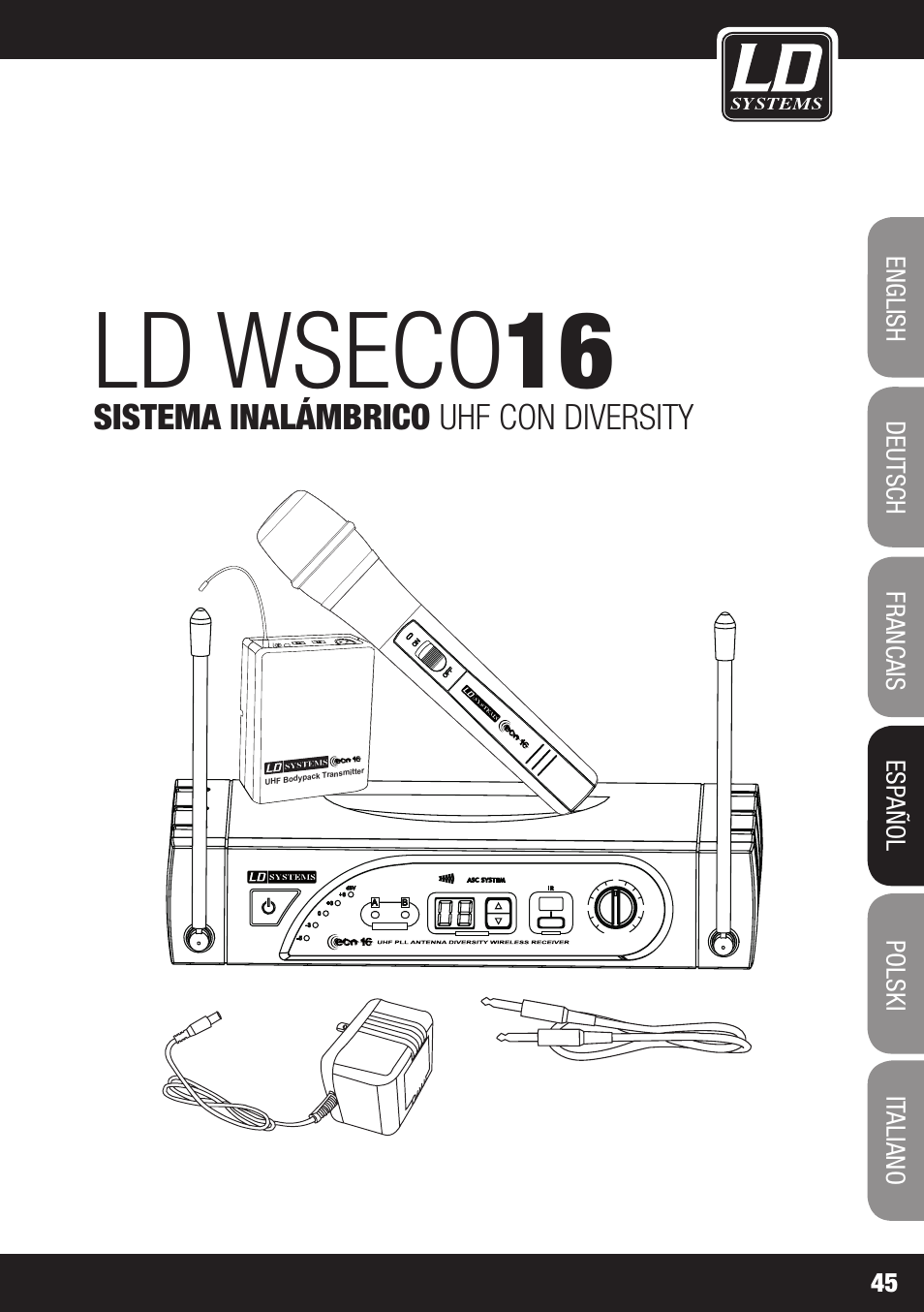 Ld wseco 16, Sistema inalámbrico uhf con diversity | LD Systems ECO 16 User Manual | Page 45 / 86