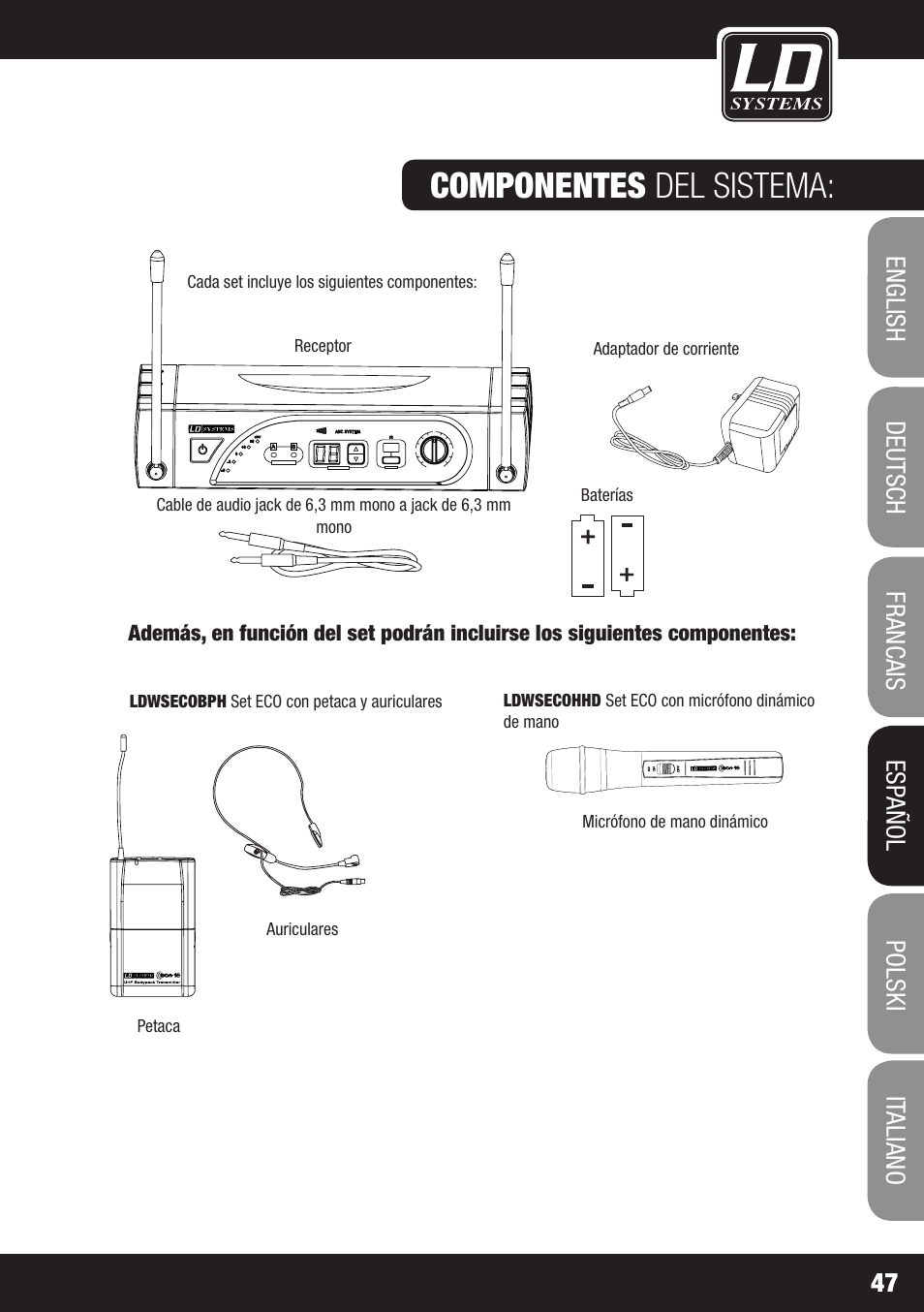 Componentes del sistema | LD Systems ECO 16 User Manual | Page 47 / 86