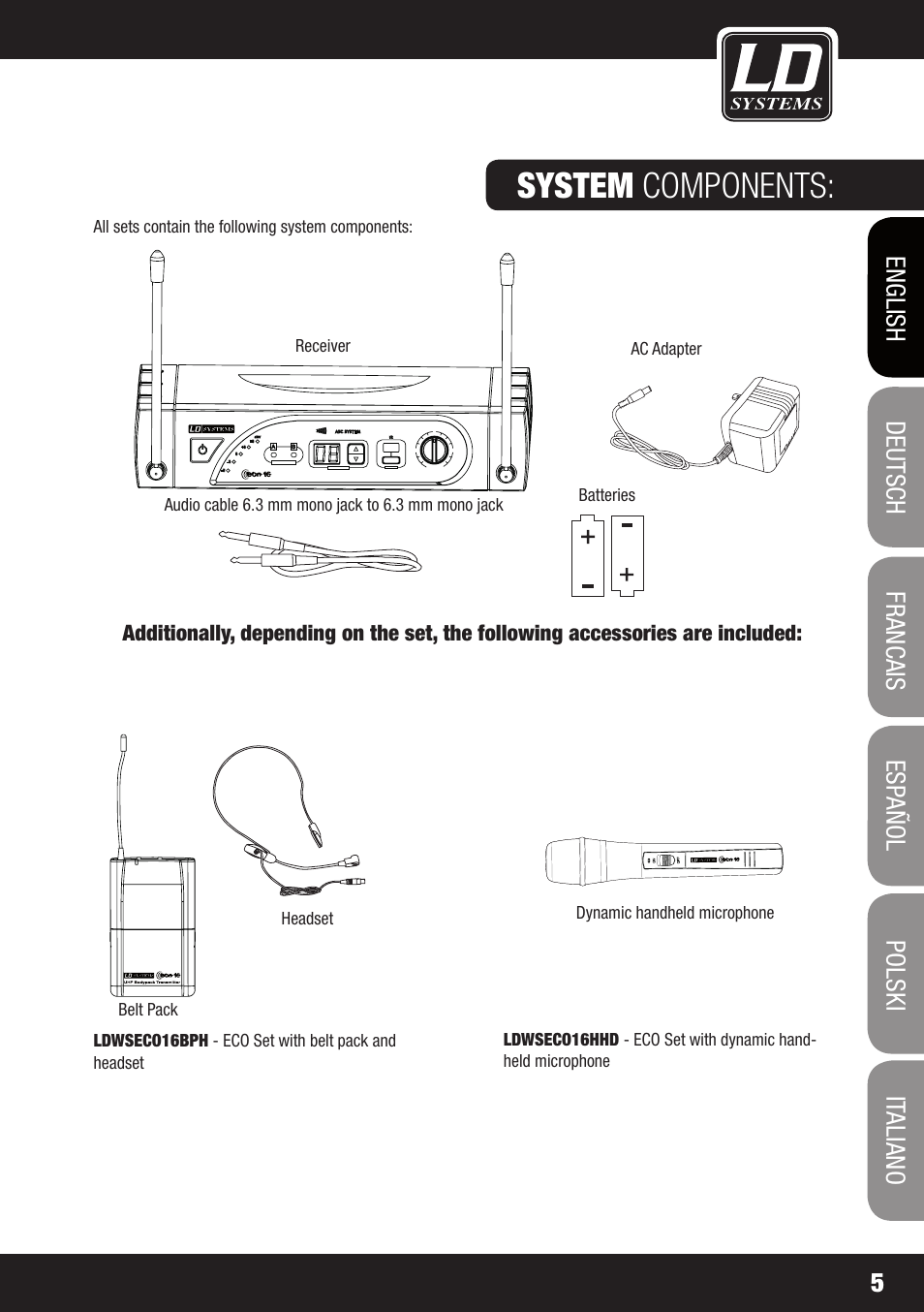 System components | LD Systems ECO 16 User Manual | Page 5 / 86