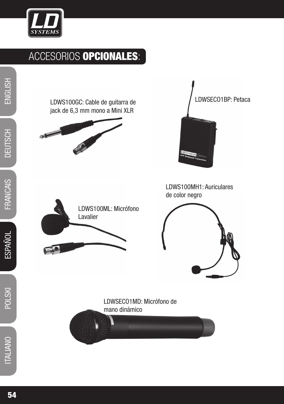 Accesorios opcionales | LD Systems ECO 16 User Manual | Page 54 / 86