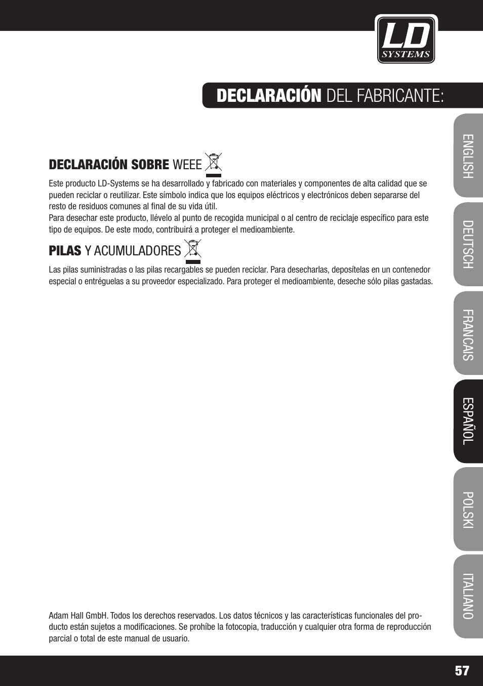 Declaración del fabricante | LD Systems ECO 16 User Manual | Page 57 / 86