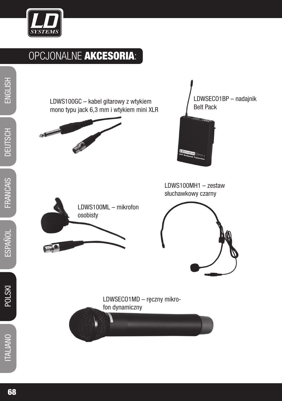 Opcjonalne akcesoria | LD Systems ECO 16 User Manual | Page 68 / 86