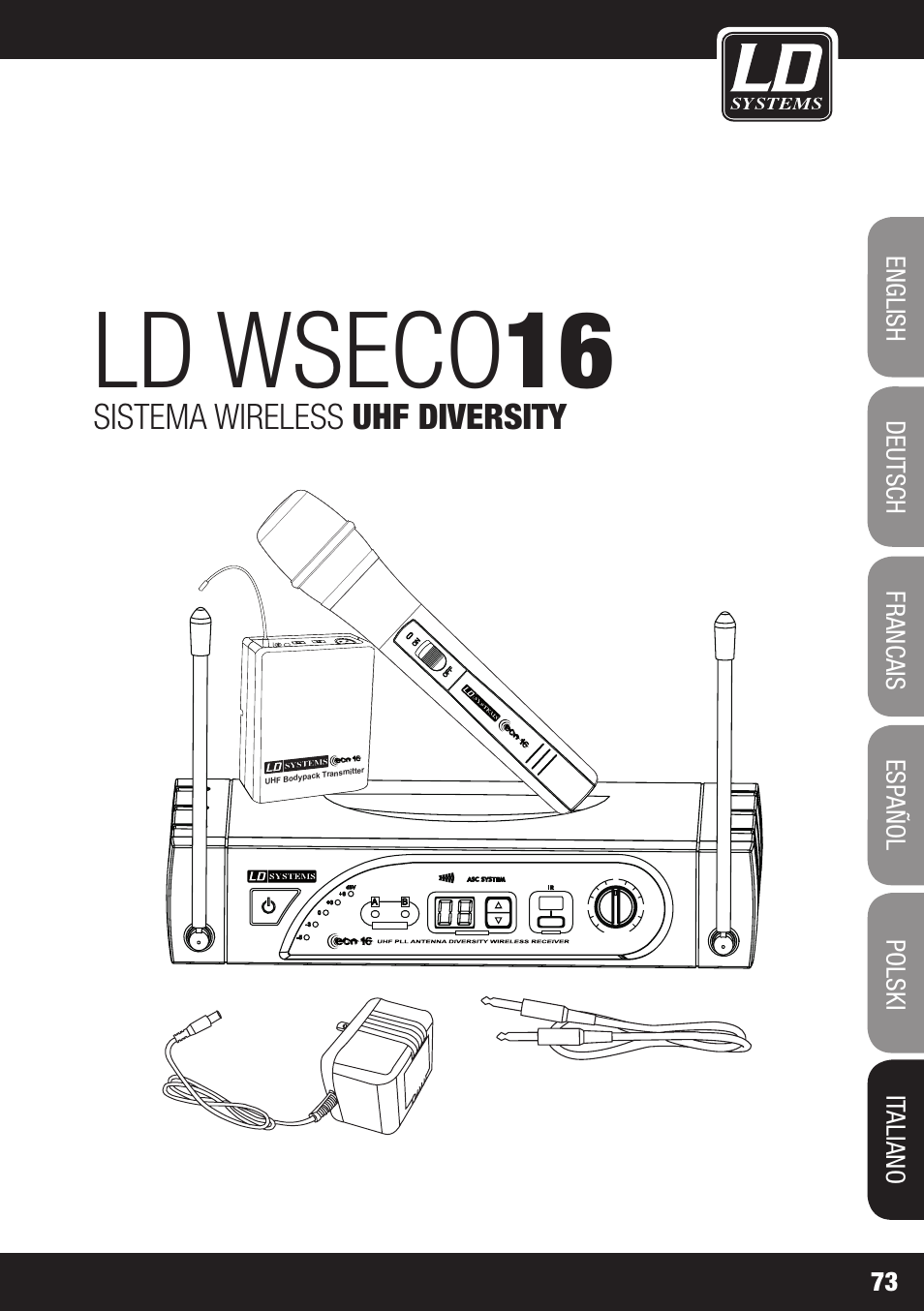 Ld wseco 16, Sistema wireless uhf diversity | LD Systems ECO 16 User Manual | Page 73 / 86