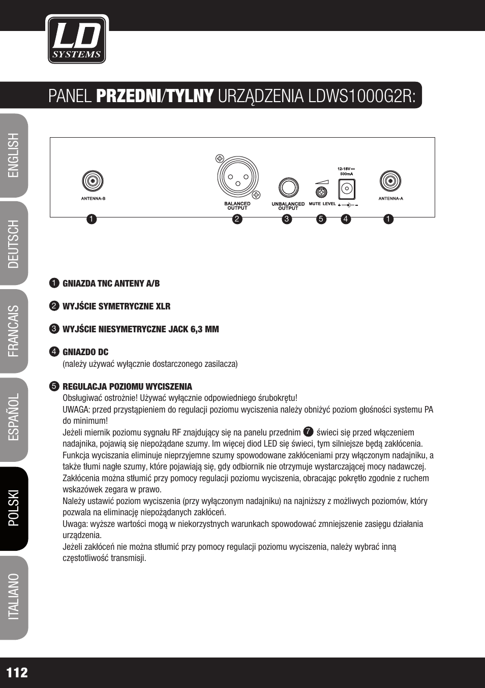 LD Systems WS 1000 G2 User Manual | Page 112 / 160