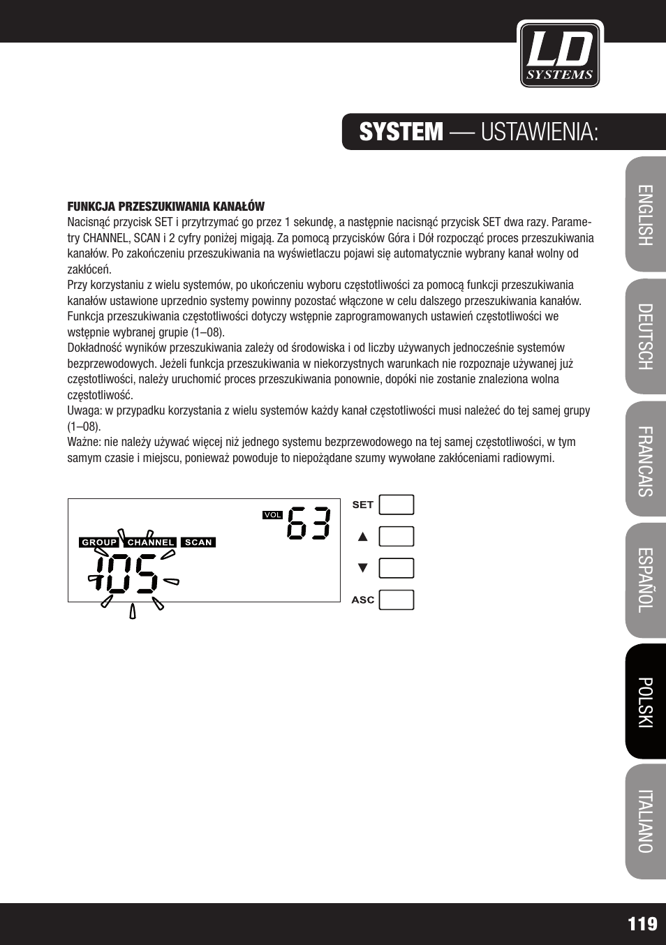 System — ustawienia | LD Systems WS 1000 G2 User Manual | Page 119 / 160