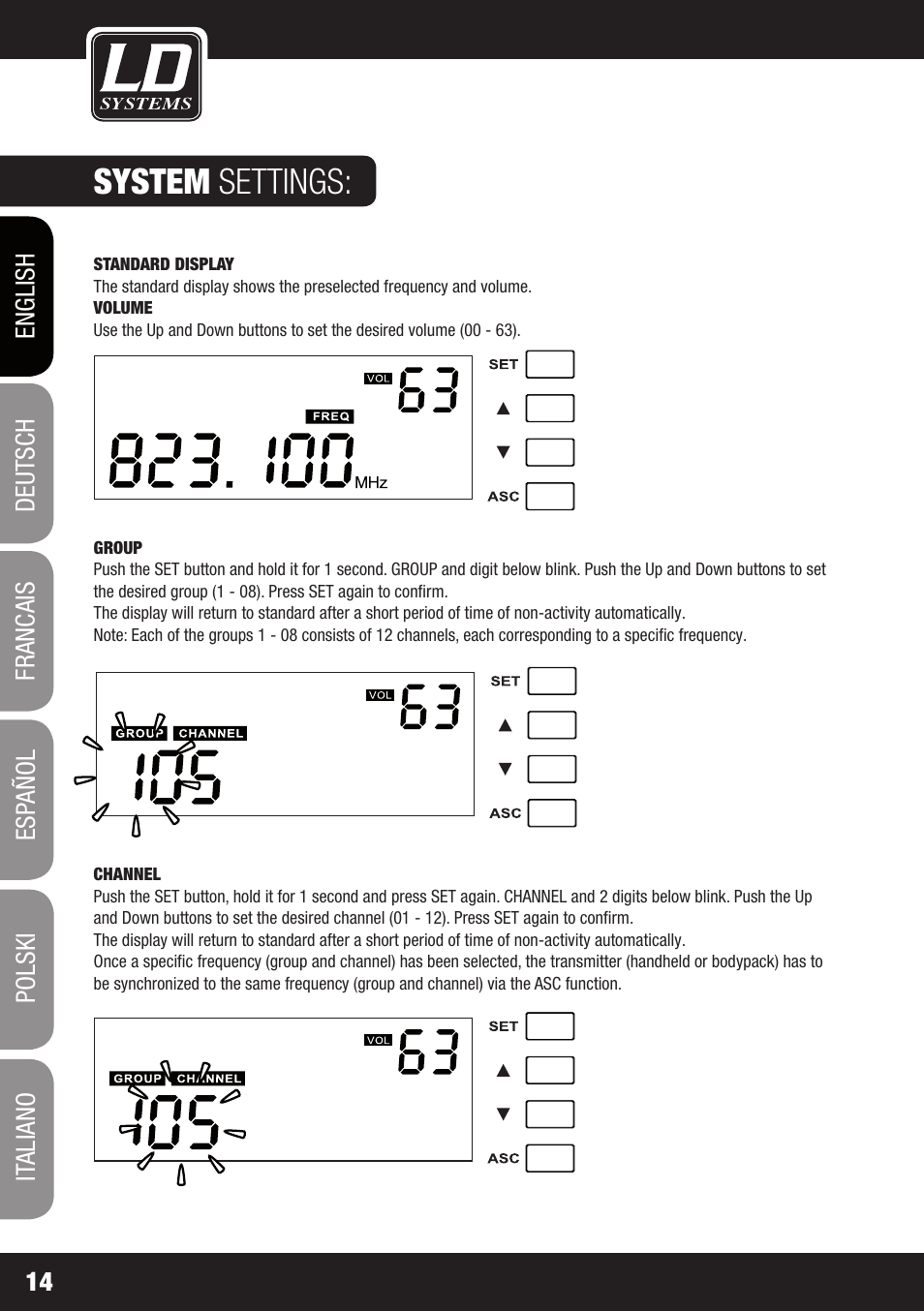 System settings | LD Systems WS 1000 G2 User Manual | Page 14 / 160