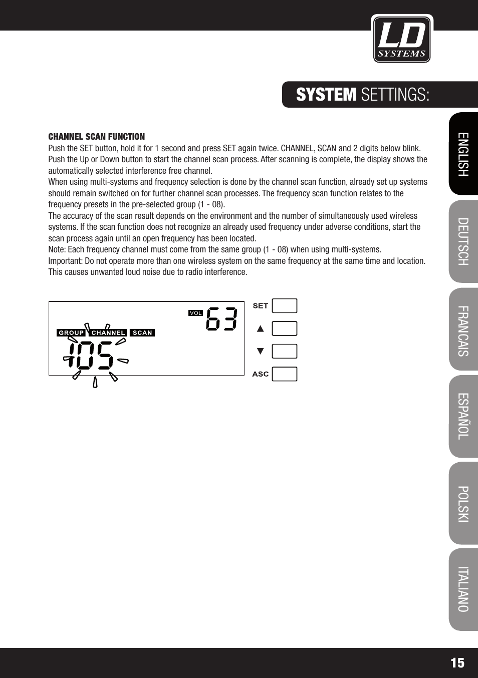 System settings | LD Systems WS 1000 G2 User Manual | Page 15 / 160