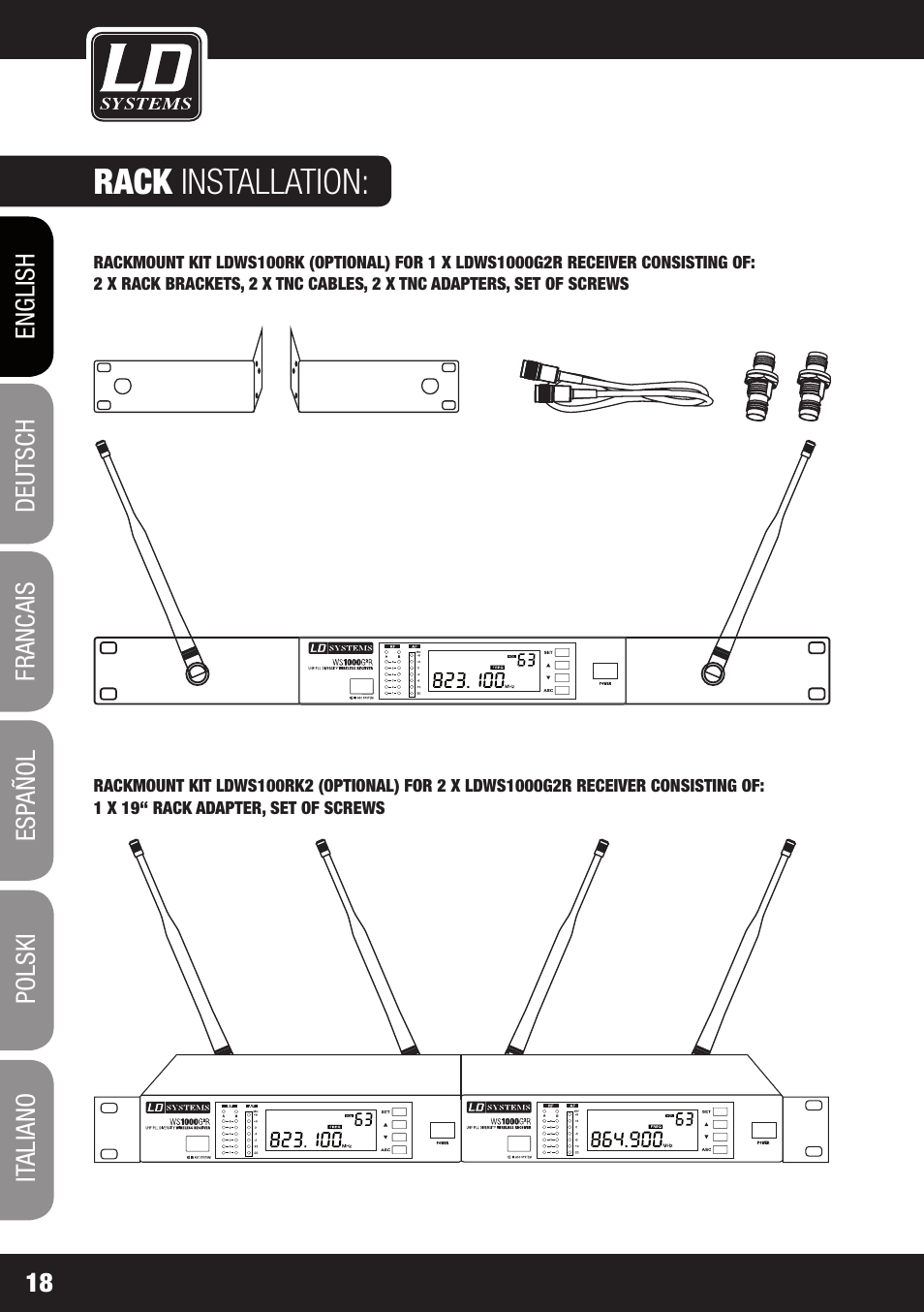 Rack installation | LD Systems WS 1000 G2 User Manual | Page 18 / 160