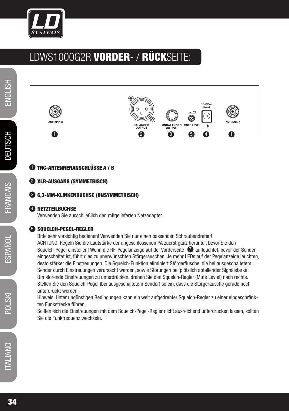 LD Systems WS 1000 G2 User Manual | Page 34 / 160