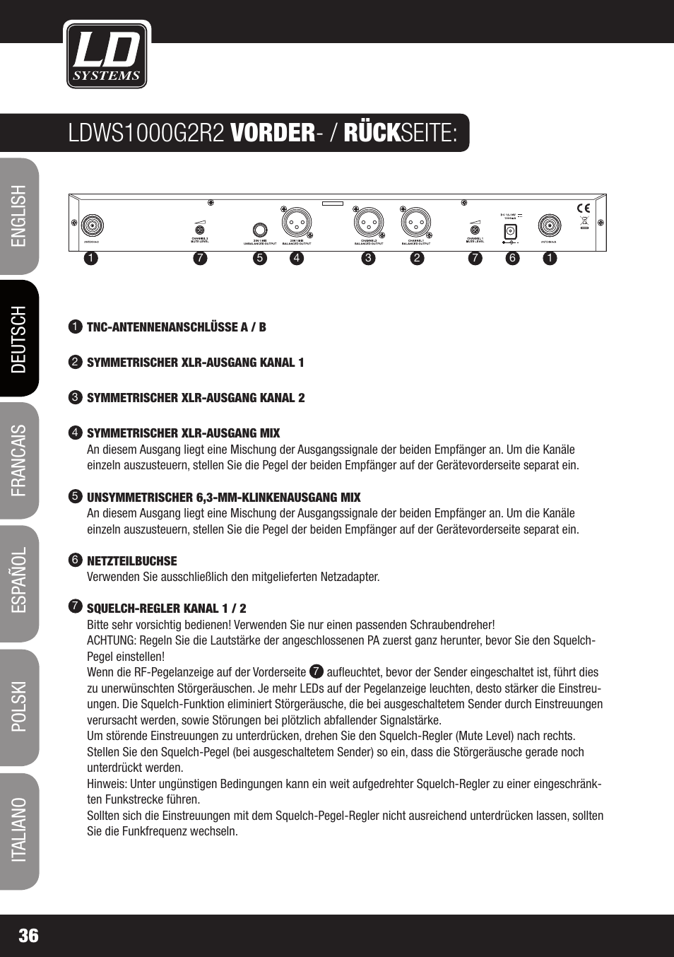 LD Systems WS 1000 G2 User Manual | Page 36 / 160