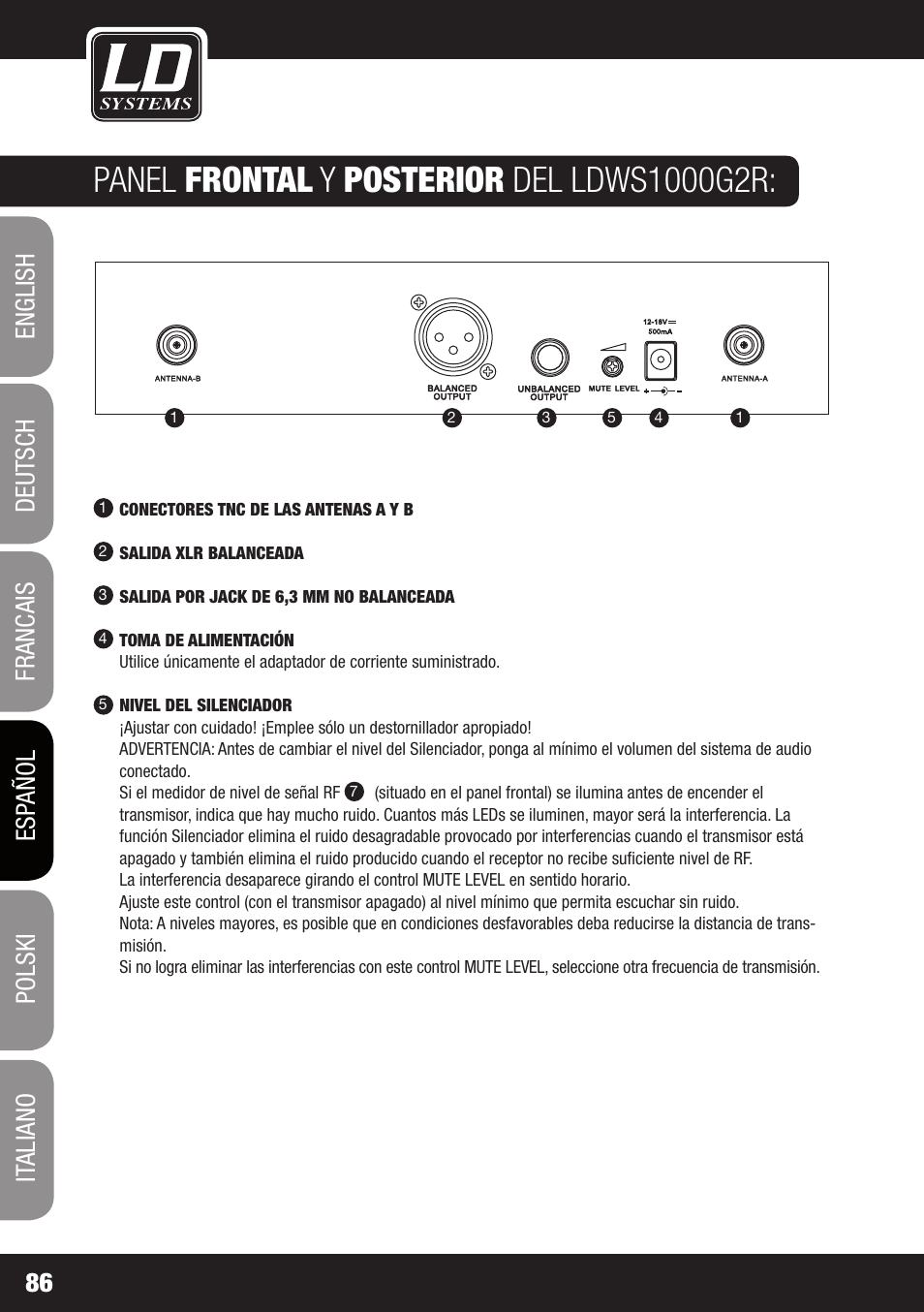 LD Systems WS 1000 G2 User Manual | Page 86 / 160
