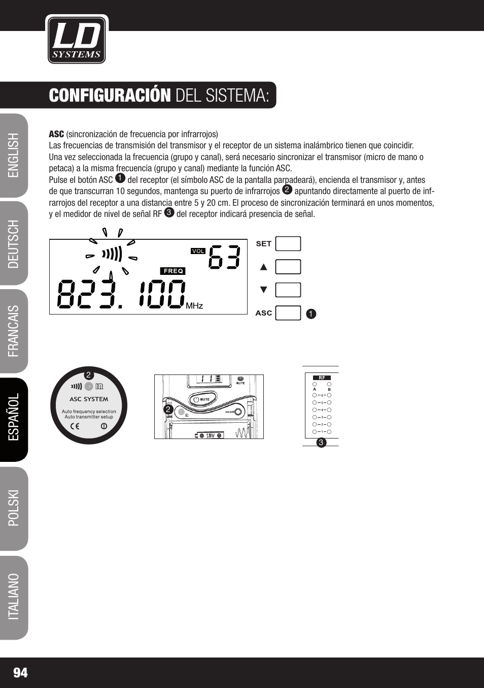 Configuración del sistema | LD Systems WS 1000 G2 User Manual | Page 94 / 160