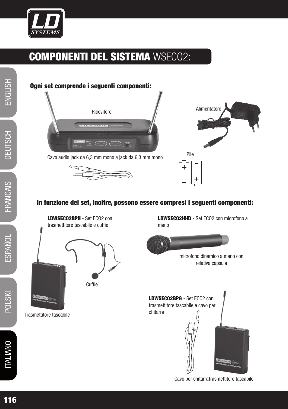 Componenti del sistema wseco2 | LD Systems ECO 2X2 User Manual | Page 116 / 136