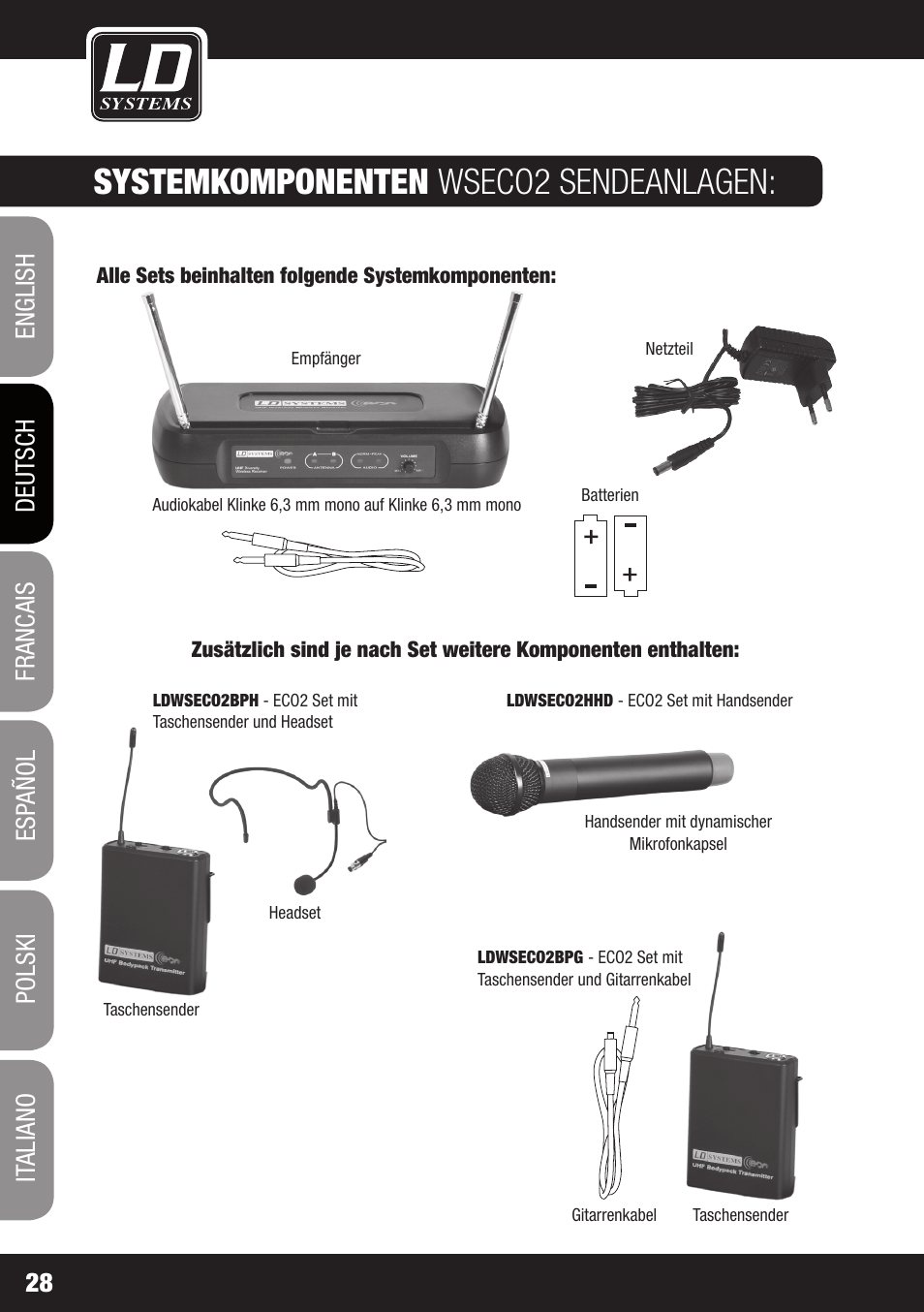 Systemkomponenten wseco2 sendeanlagen | LD Systems ECO 2X2 User Manual | Page 28 / 136
