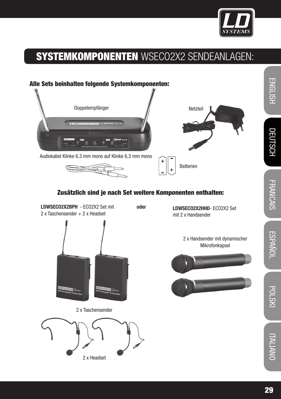 Systemkomponenten wseco2x2 sendeanlagen | LD Systems ECO 2X2 User Manual | Page 29 / 136