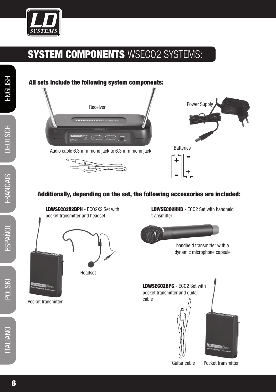 System components wseco2 systems | LD Systems ECO 2X2 User Manual | Page 6 / 136