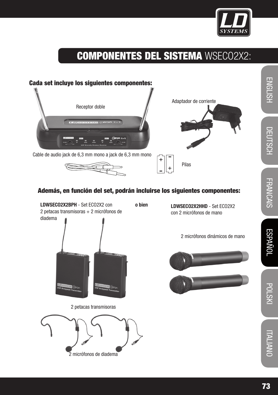 Componentes del sistema wseco2x2 | LD Systems ECO 2X2 User Manual | Page 73 / 136
