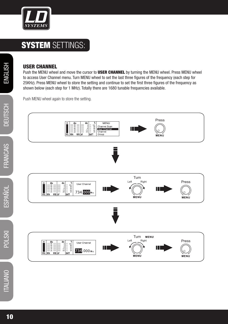 System settings | LD Systems WIN 42 User Manual | Page 10 / 146