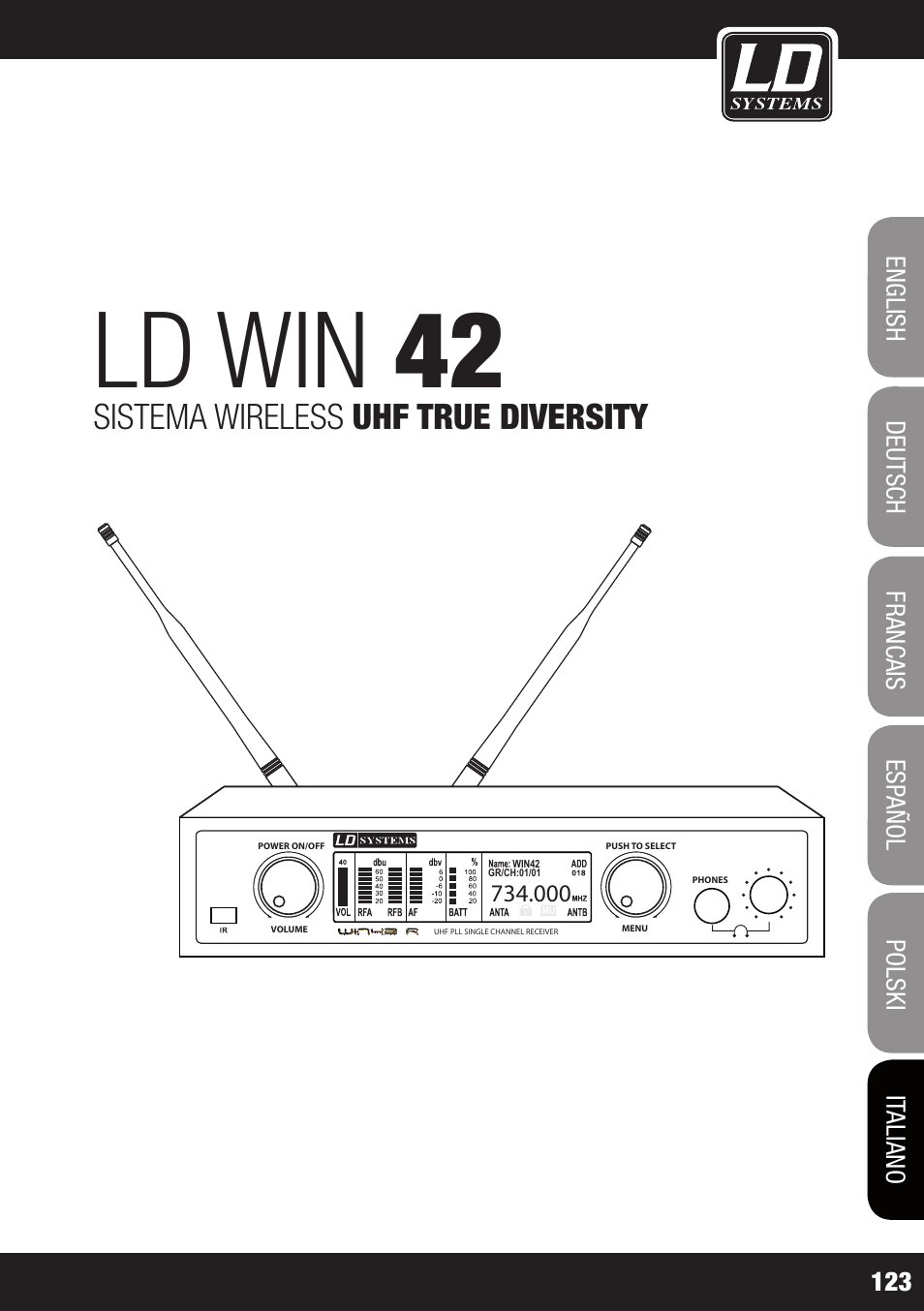 Ld win 42, Sistema wireless uhf true diversity | LD Systems WIN 42 User Manual | Page 123 / 146