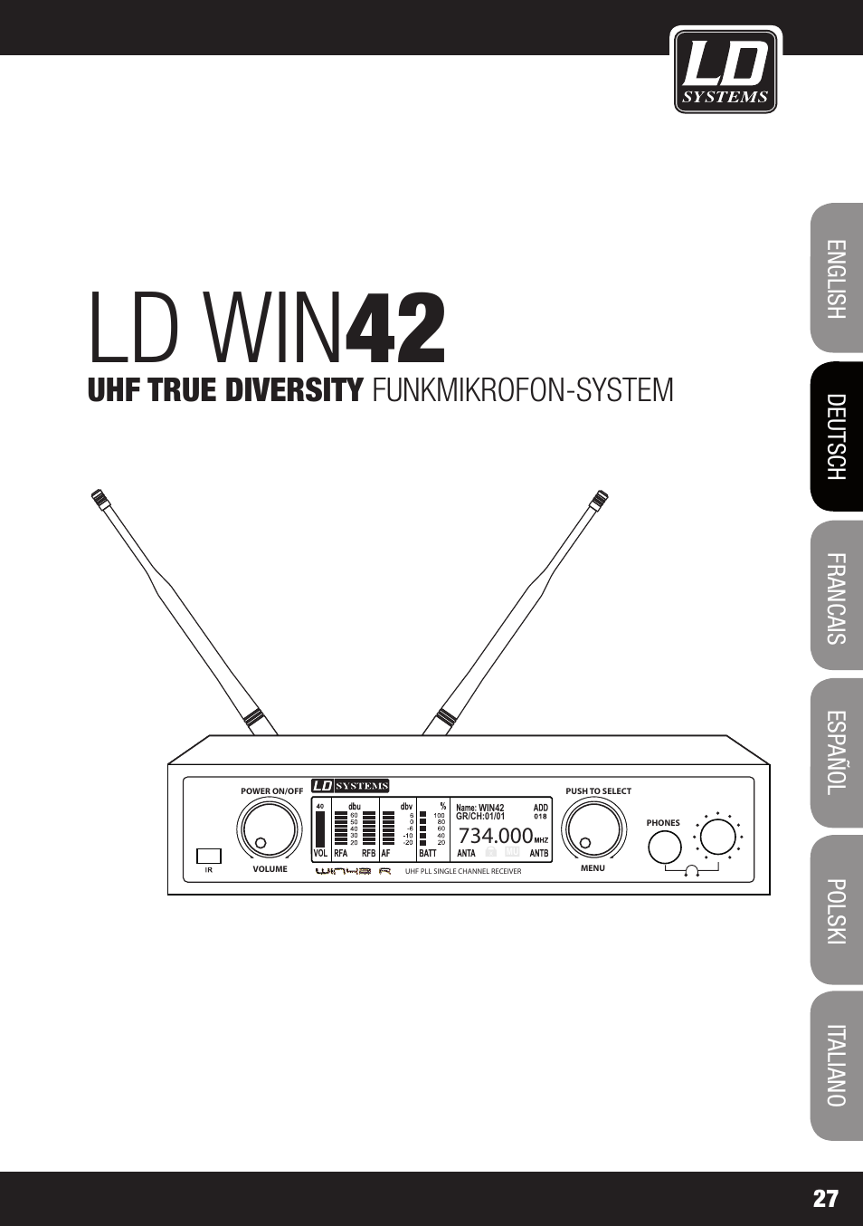 Ld win 42, Uhf true diversity funkmikrofon-system | LD Systems WIN 42 User Manual | Page 27 / 146
