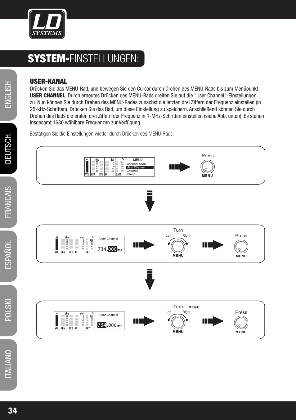 System- einstellungen | LD Systems WIN 42 User Manual | Page 34 / 146