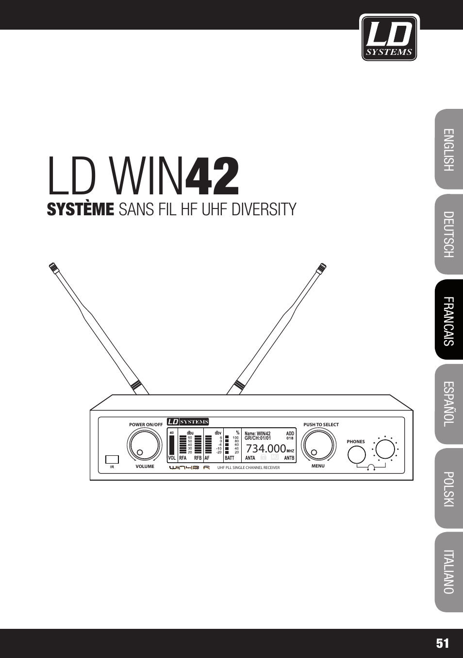 Ld win 42, Système sans fil hf uhf diversity | LD Systems WIN 42 User Manual | Page 51 / 146