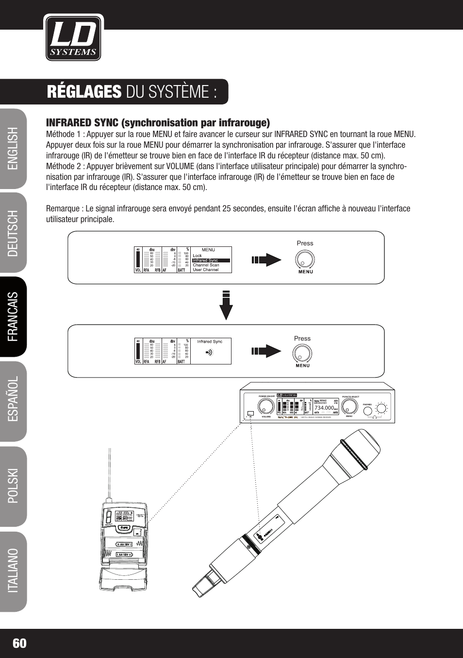 Réglages du système | LD Systems WIN 42 User Manual | Page 60 / 146