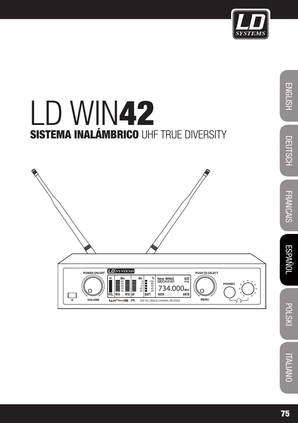 Ld win 42, Sistema inalámbrico uhf true diversity | LD Systems WIN 42 User Manual | Page 75 / 146