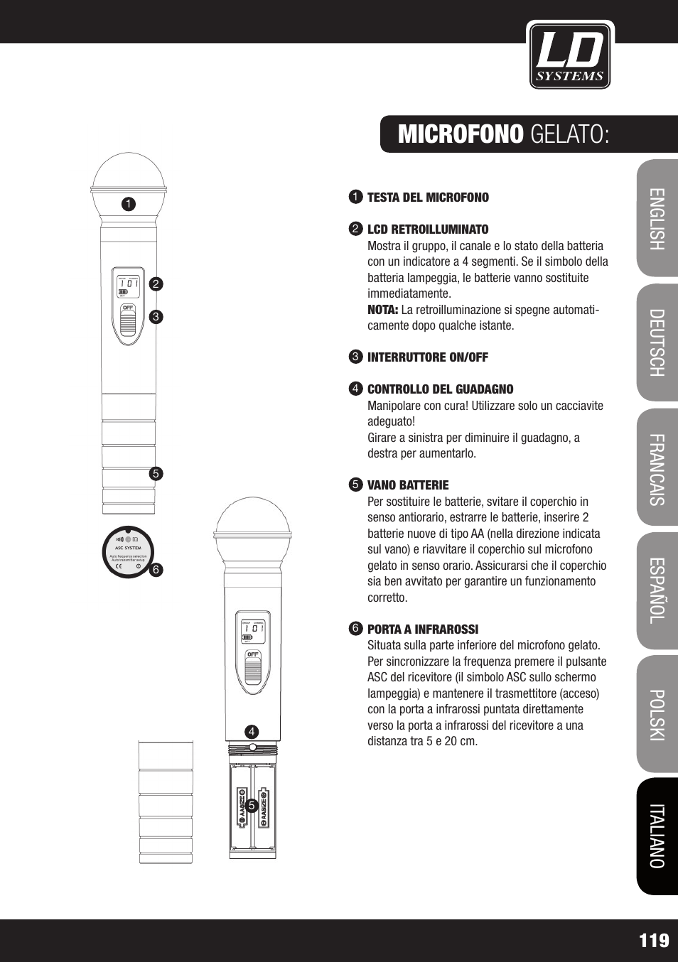 Microfono gelato | LD Systems WS 1G8 User Manual | Page 119 / 136