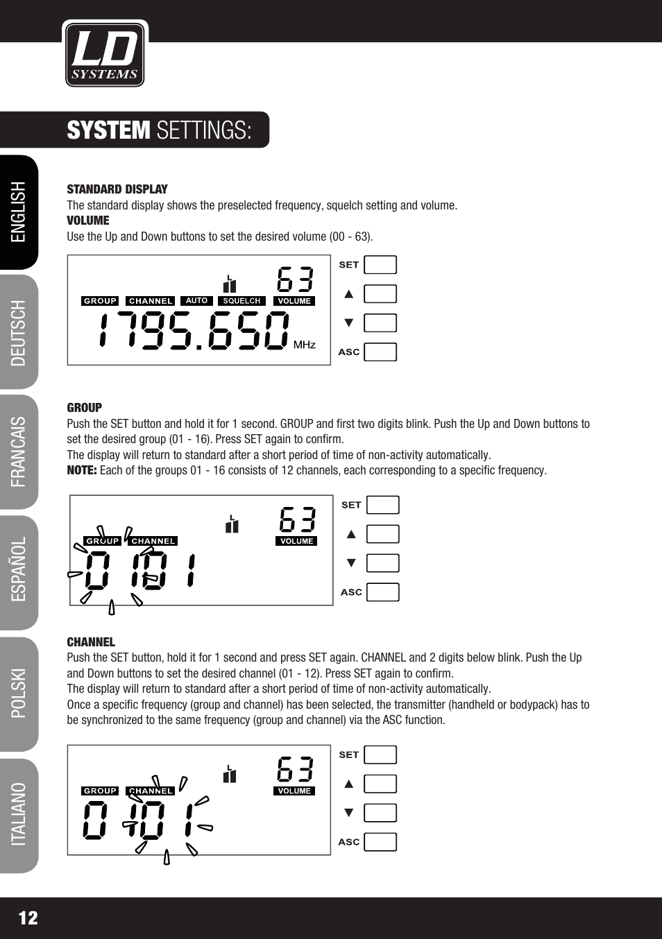 System settings | LD Systems WS 1G8 User Manual | Page 12 / 136