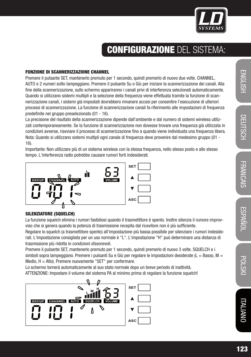 Configurazione del sistema | LD Systems WS 1G8 User Manual | Page 123 / 136