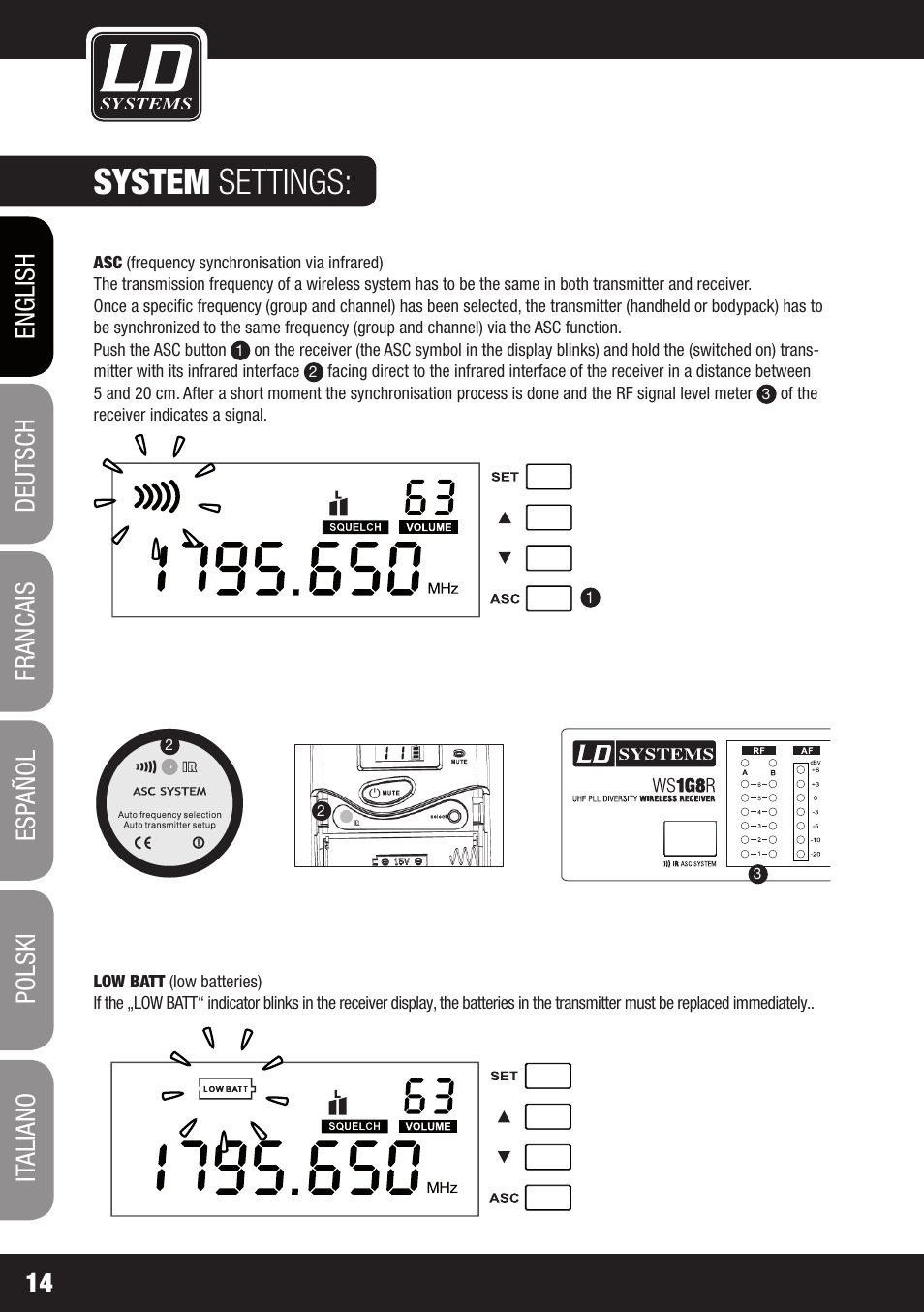 System settings | LD Systems WS 1G8 User Manual | Page 14 / 136
