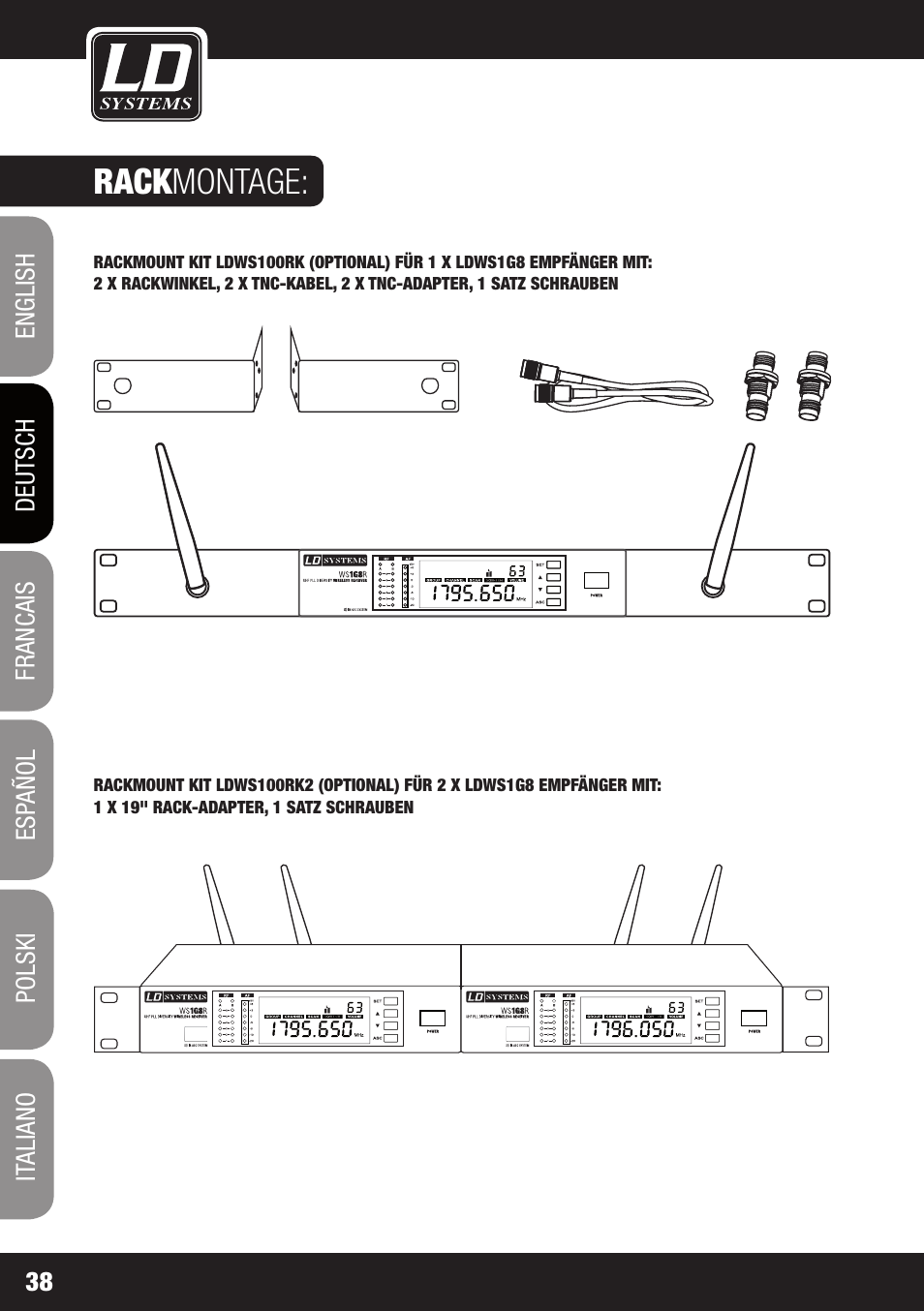 Rack montage | LD Systems WS 1G8 User Manual | Page 38 / 136