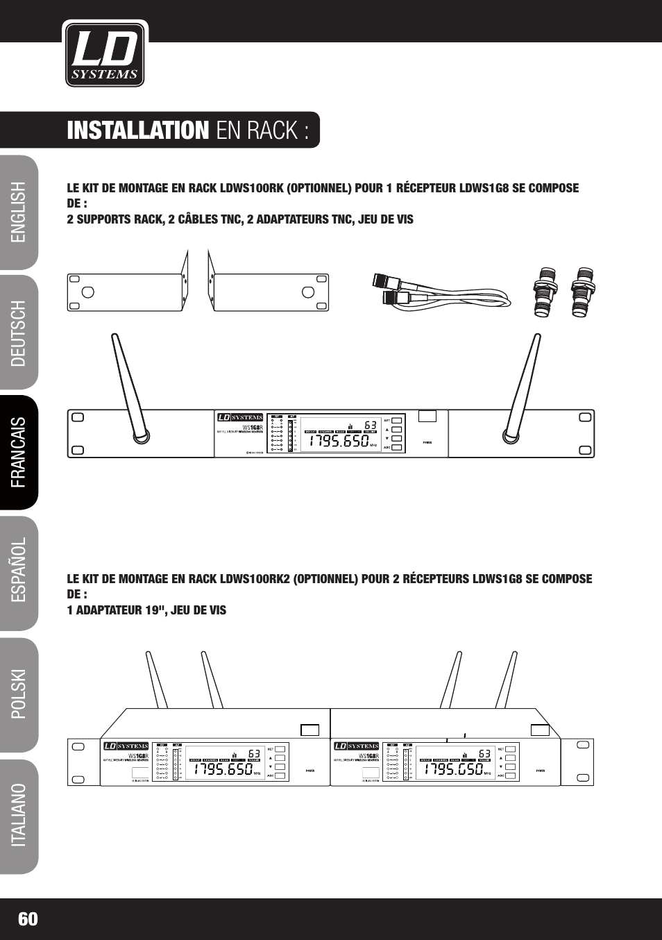 Installation en rack | LD Systems WS 1G8 User Manual | Page 60 / 136