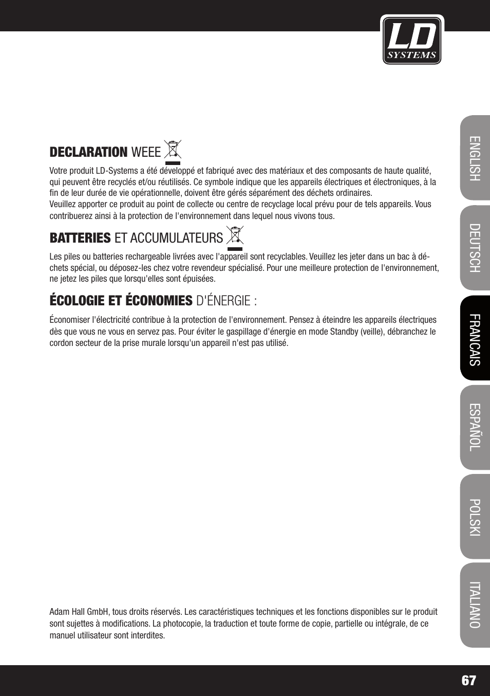 LD Systems WS 1G8 User Manual | Page 67 / 136