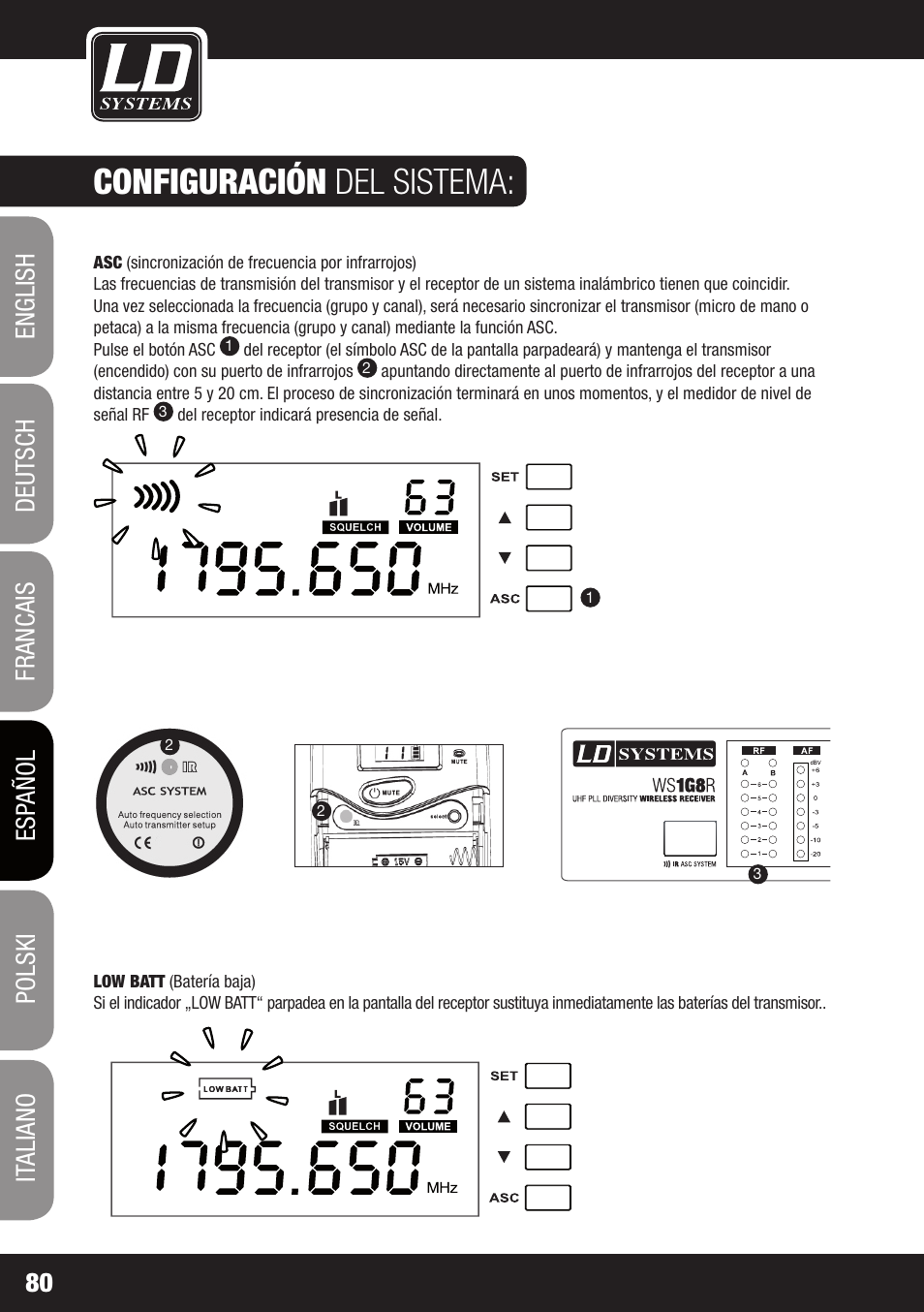 Configuración del sistema | LD Systems WS 1G8 User Manual | Page 80 / 136