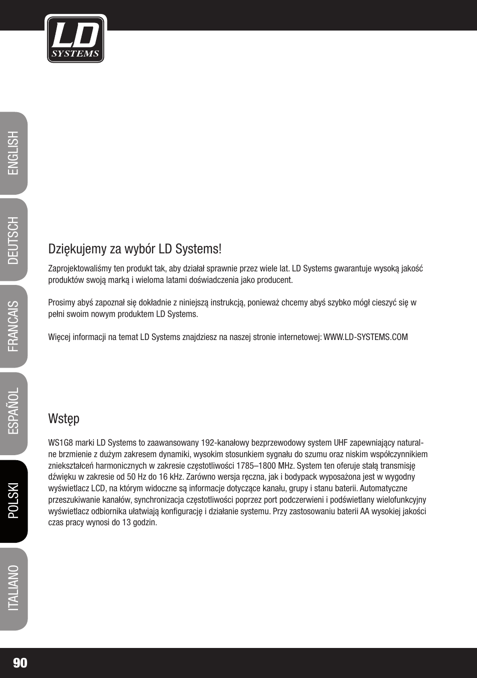 LD Systems WS 1G8 User Manual | Page 90 / 136