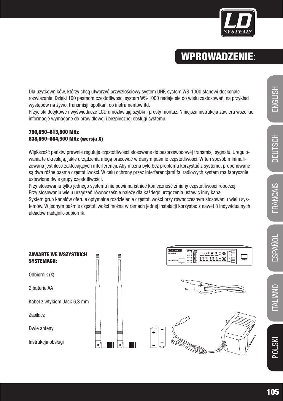 Wprowadzenie | LD Systems WS1000(2)(X) User Manual | Page 105 / 128