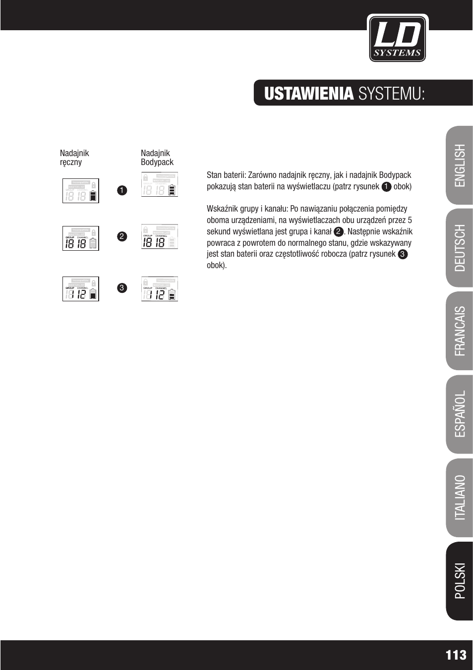 Ustawienia systemu | LD Systems WS1000(2)(X) User Manual | Page 113 / 128