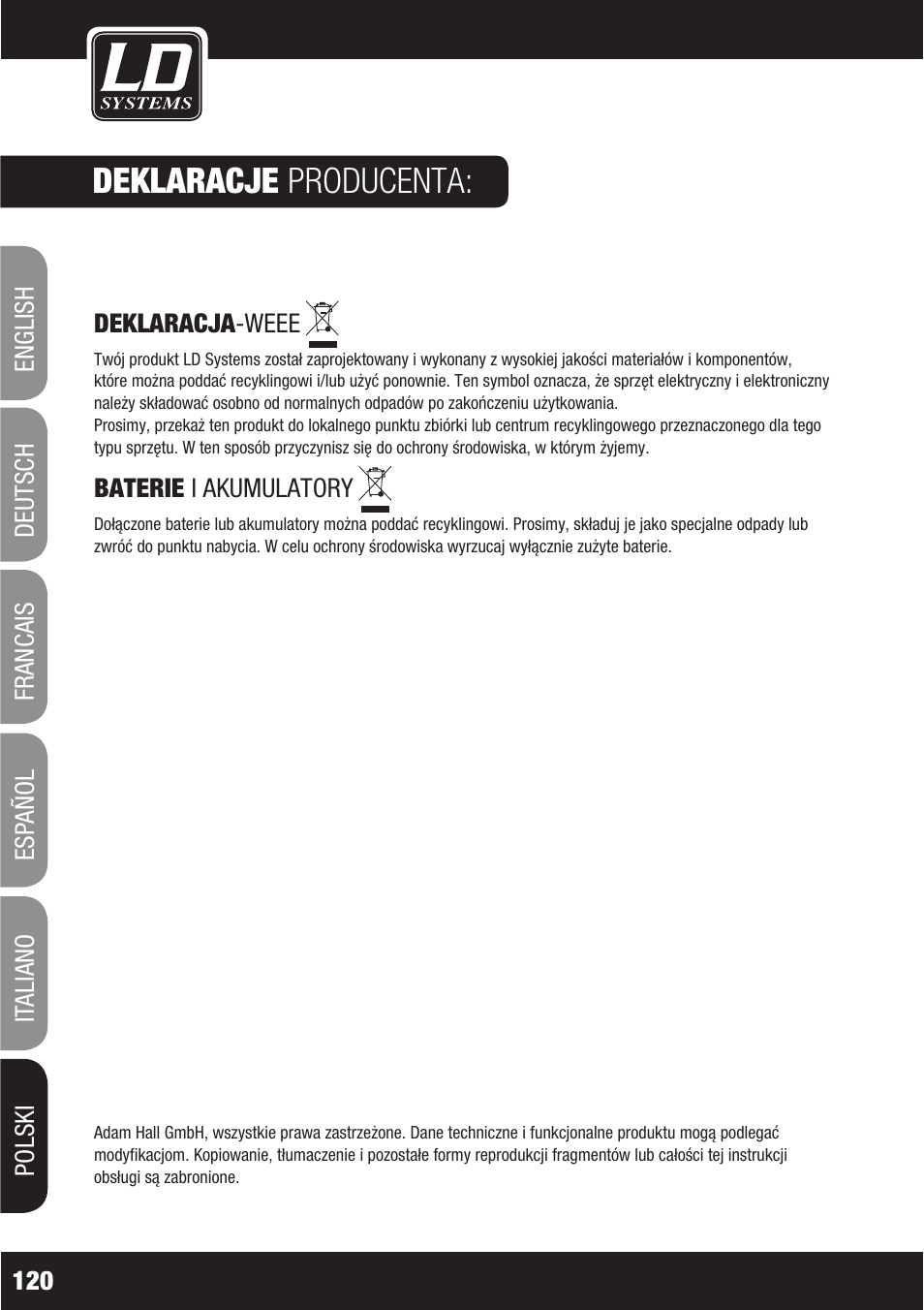 Deklaracje producenta | LD Systems WS1000(2)(X) User Manual | Page 120 / 128
