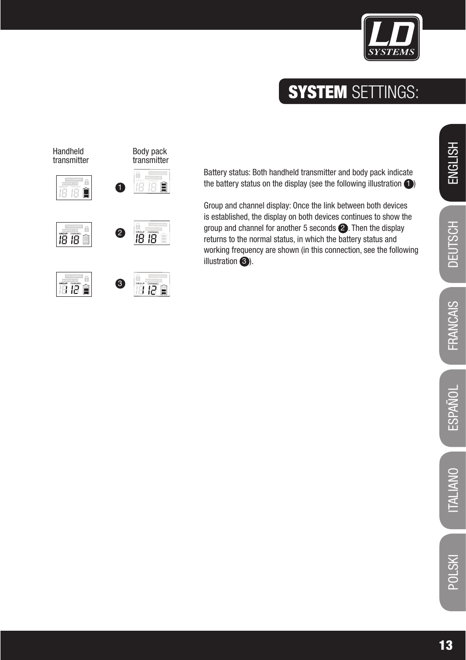 System settings | LD Systems WS1000(2)(X) User Manual | Page 13 / 128