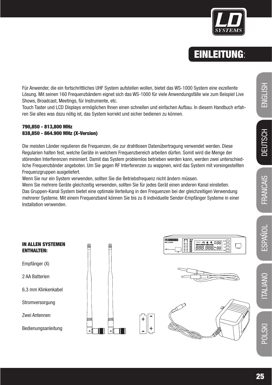 Einleitung | LD Systems WS1000(2)(X) User Manual | Page 25 / 128