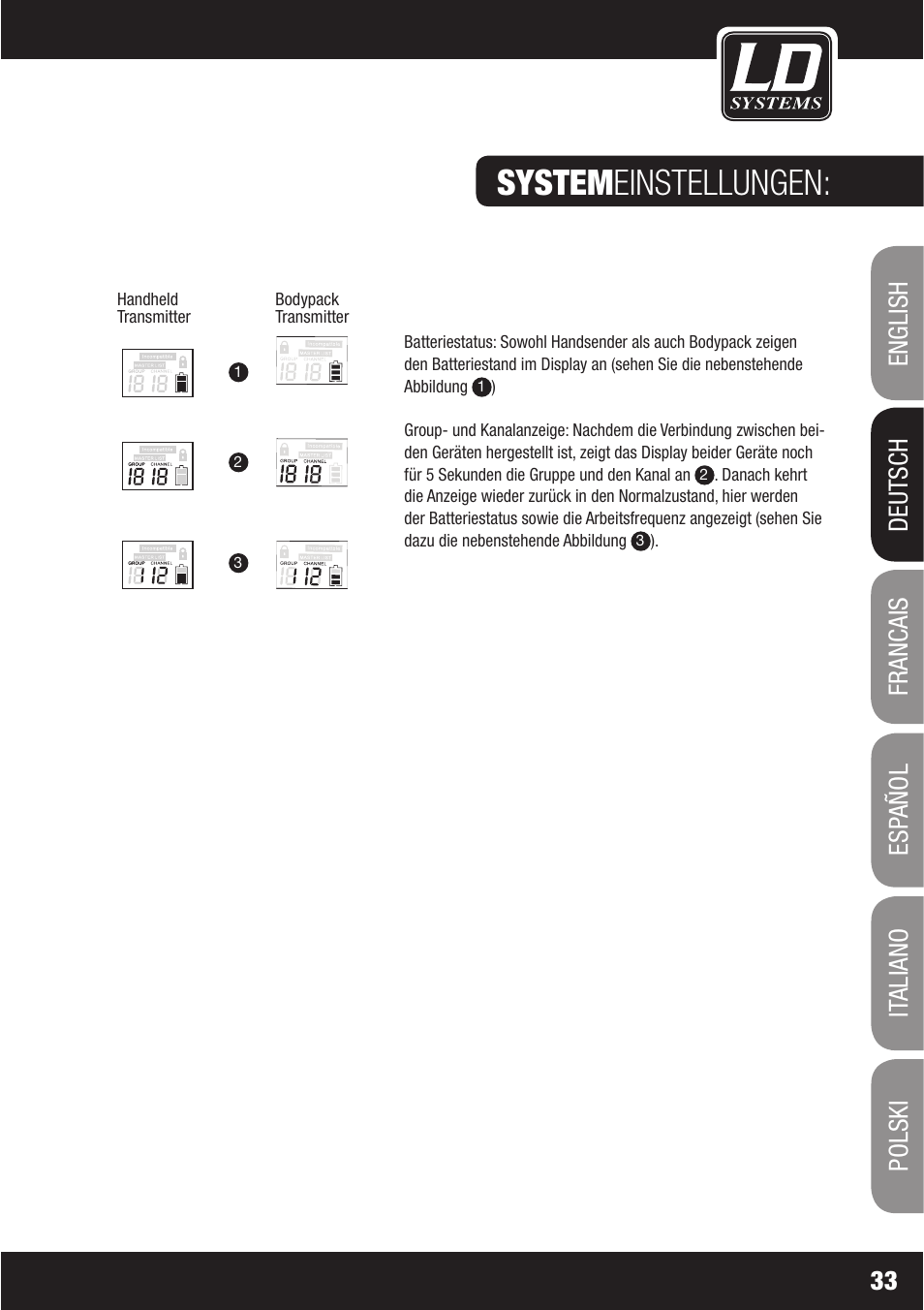 Systemeinstellungen | LD Systems WS1000(2)(X) User Manual | Page 33 / 128