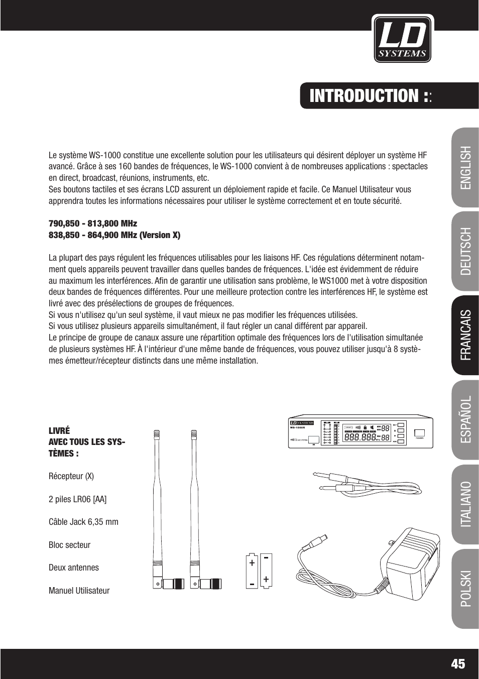 Introduction | LD Systems WS1000(2)(X) User Manual | Page 45 / 128