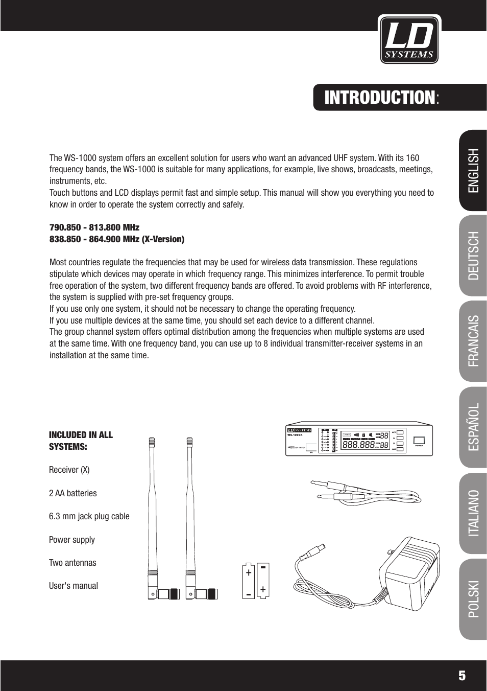 Introduction | LD Systems WS1000(2)(X) User Manual | Page 5 / 128