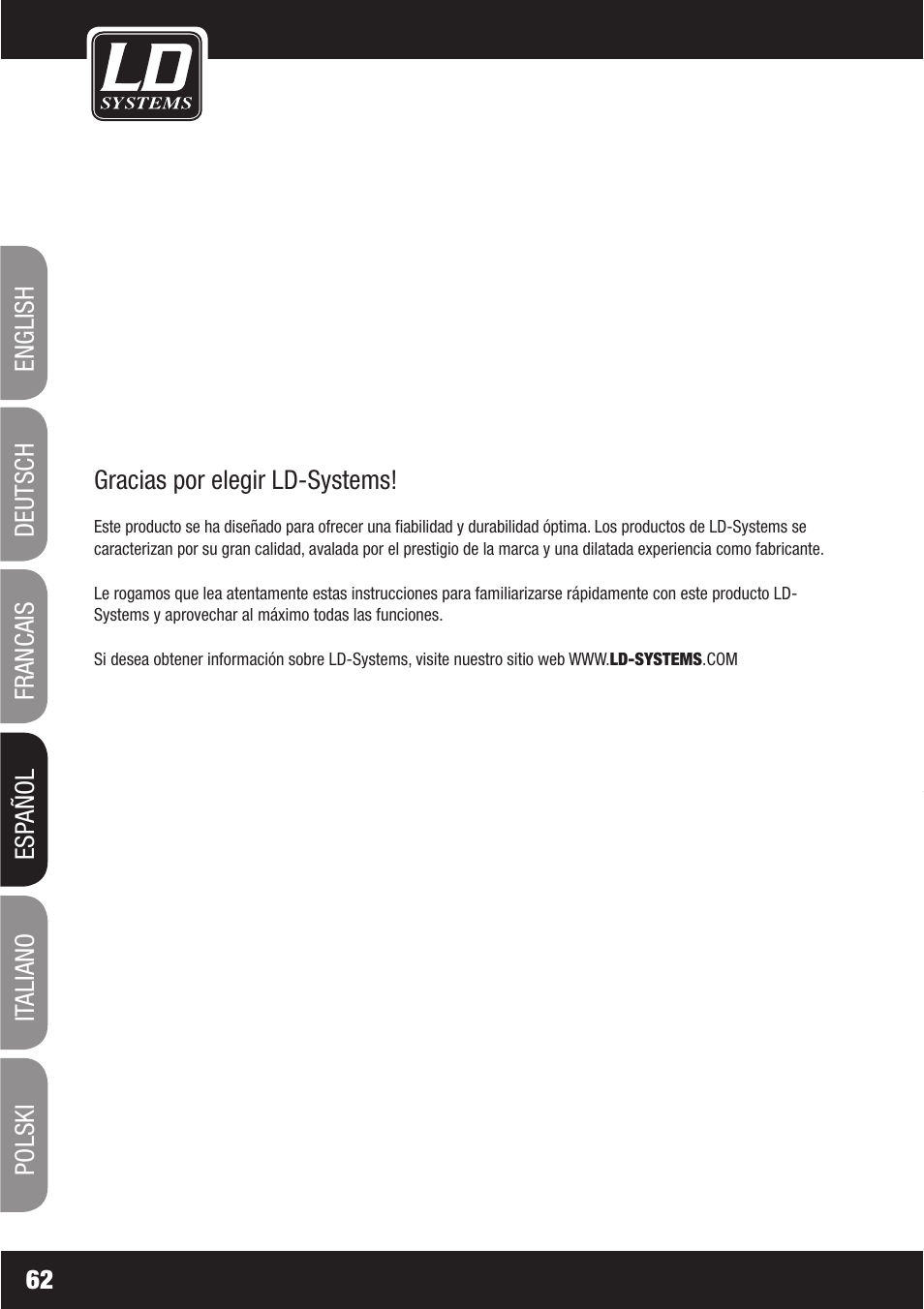 LD Systems WS1000(2)(X) User Manual | Page 62 / 128