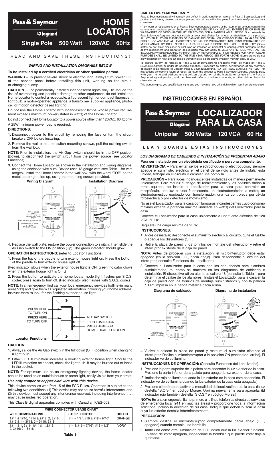 Legrand TM8LOCATORI User Manual | 2 pages