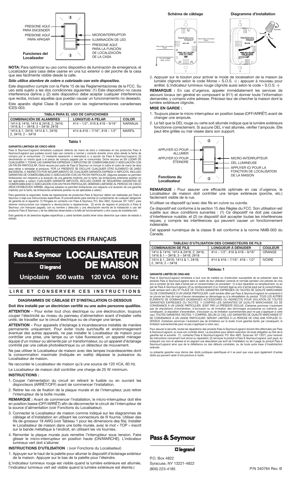 Instructions en français | Legrand TM8LOCATORI User Manual | Page 2 / 2