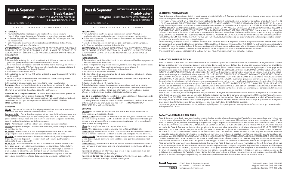 Trademaster | Legrand TM811DTMAI User Manual | Page 2 / 2