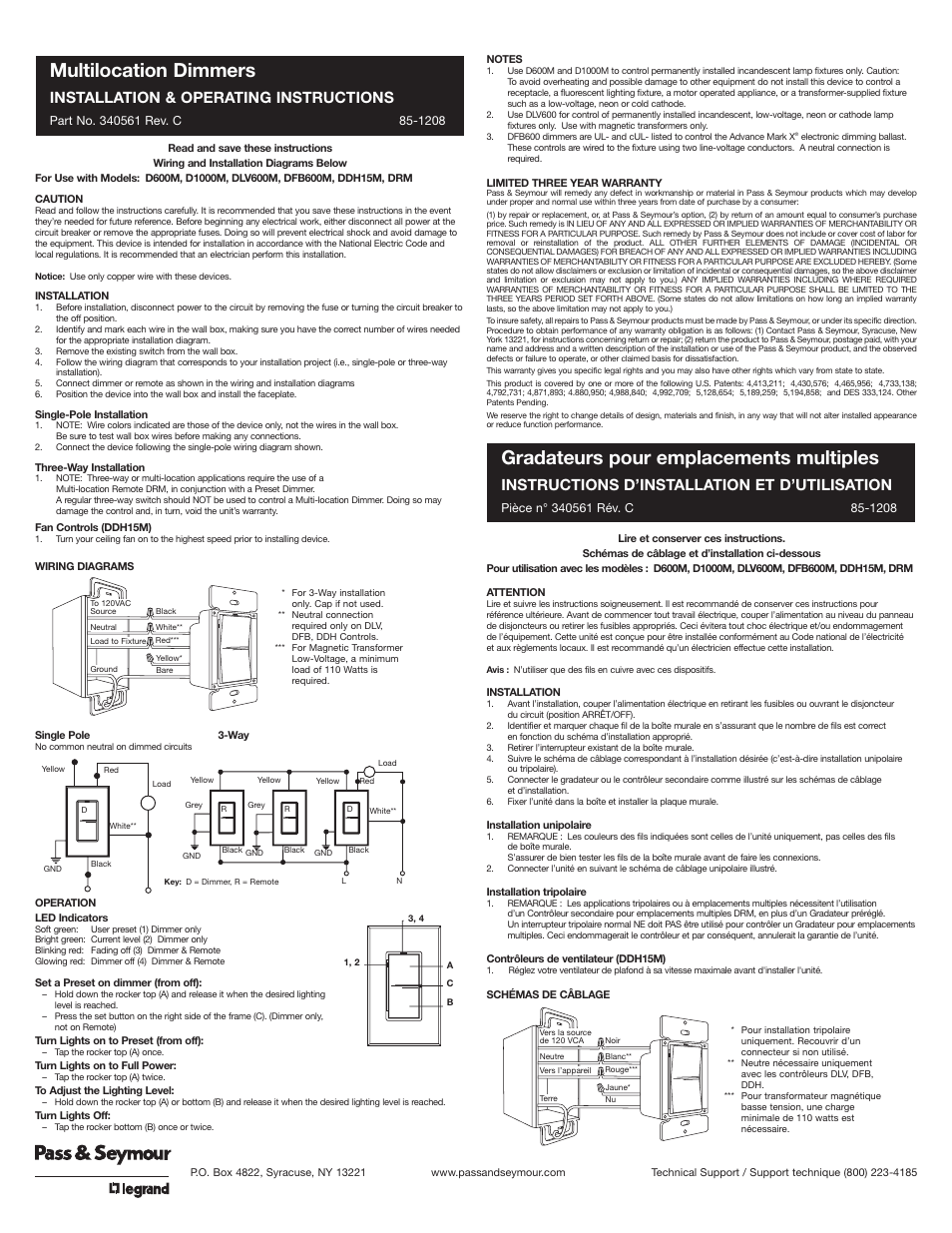 Legrand DLV600MIV User Manual | 2 pages